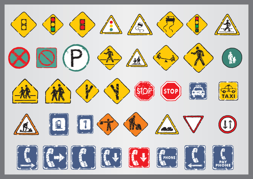 old traffic signs icon 03 vector