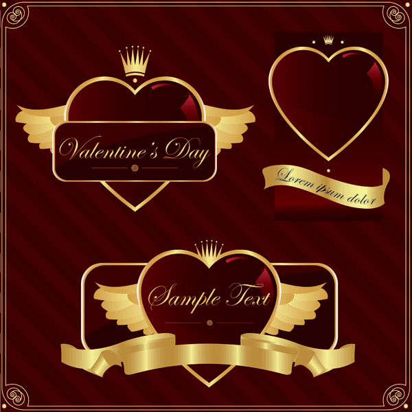 gold heartshaped vector label