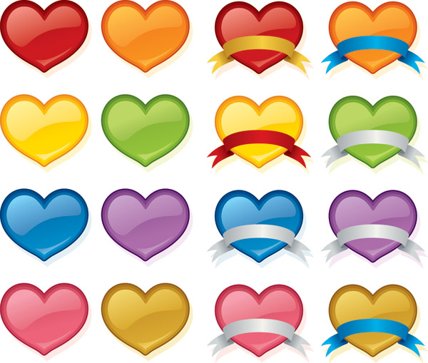 color crystal heart icon vector