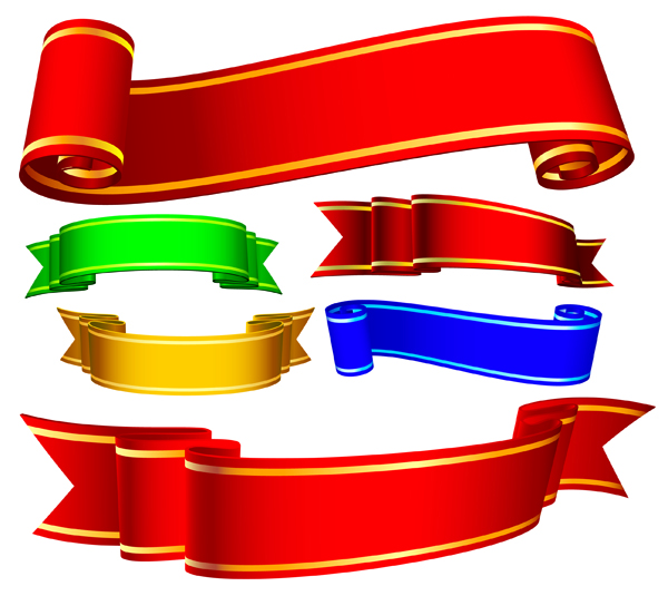 several ribbons ribbons banner vector