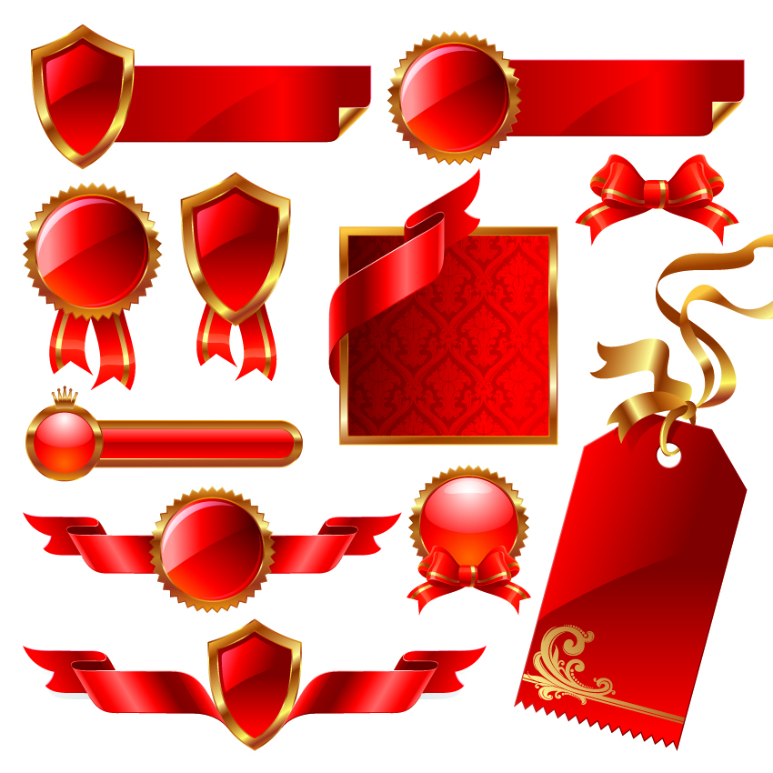 red ribbon theme vector