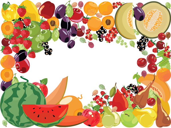 2 fruit border vector