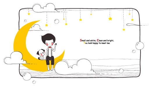 dreaming background crescent moon decoration cartoon style