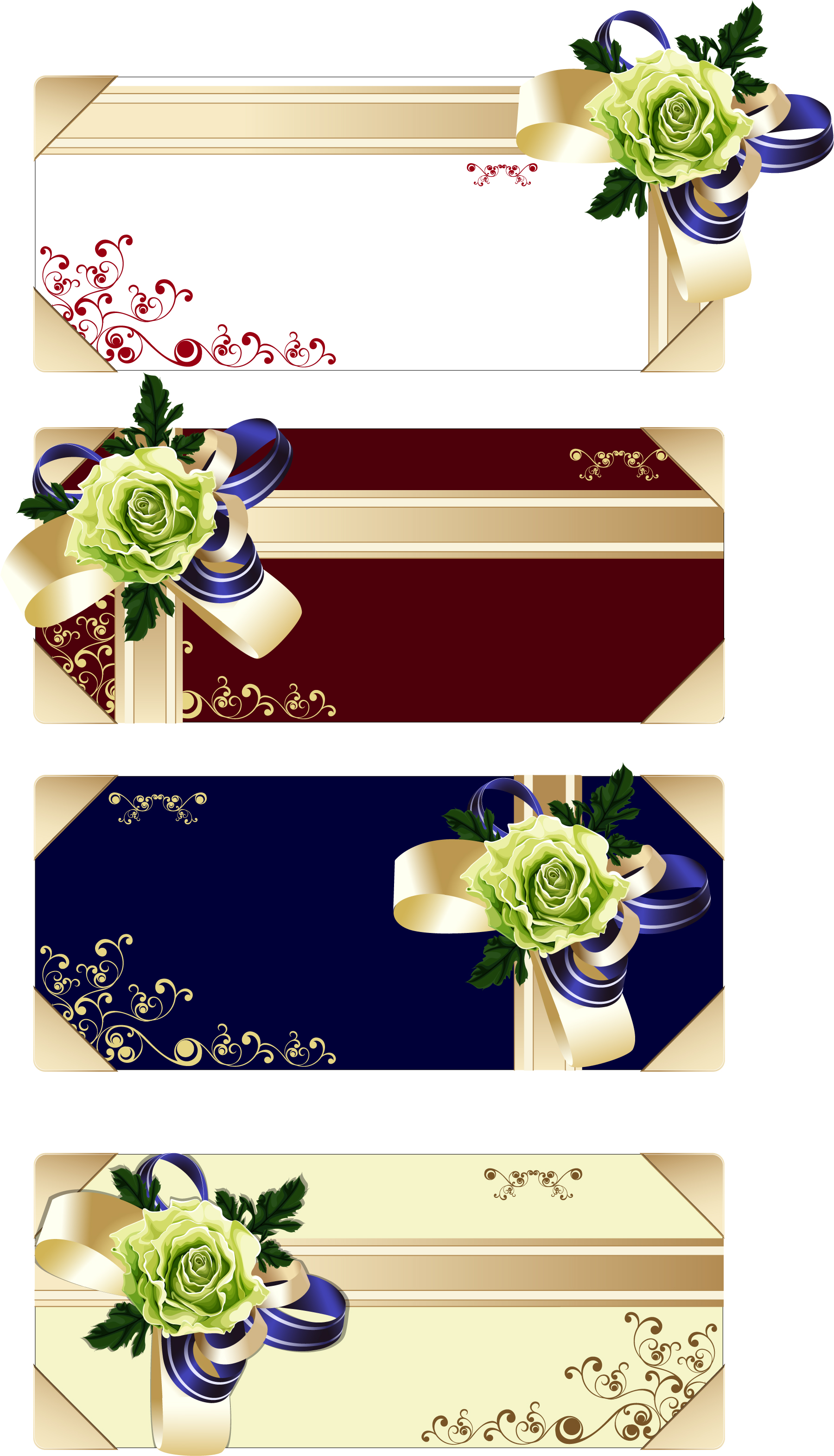 flower ribbon gift card vector