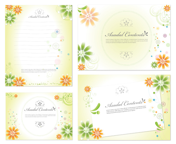 lovely flowers stationery and decorative cardboard vector