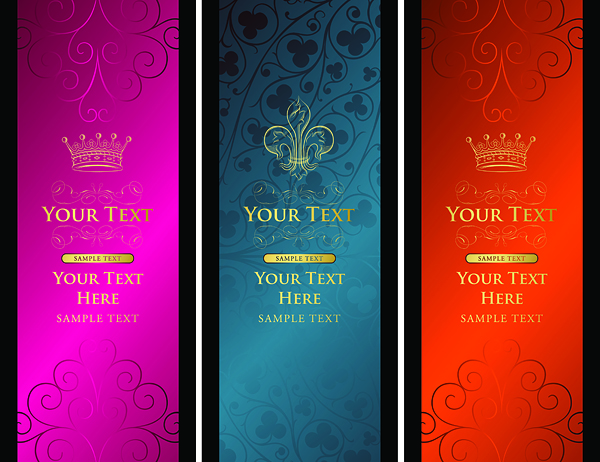 crown pattern banner erected europeanstyle vector