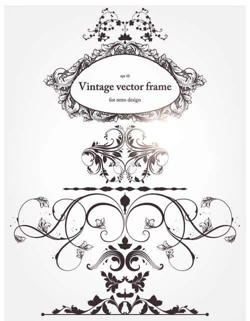 europeanstyle floral border and decorations 04 vector