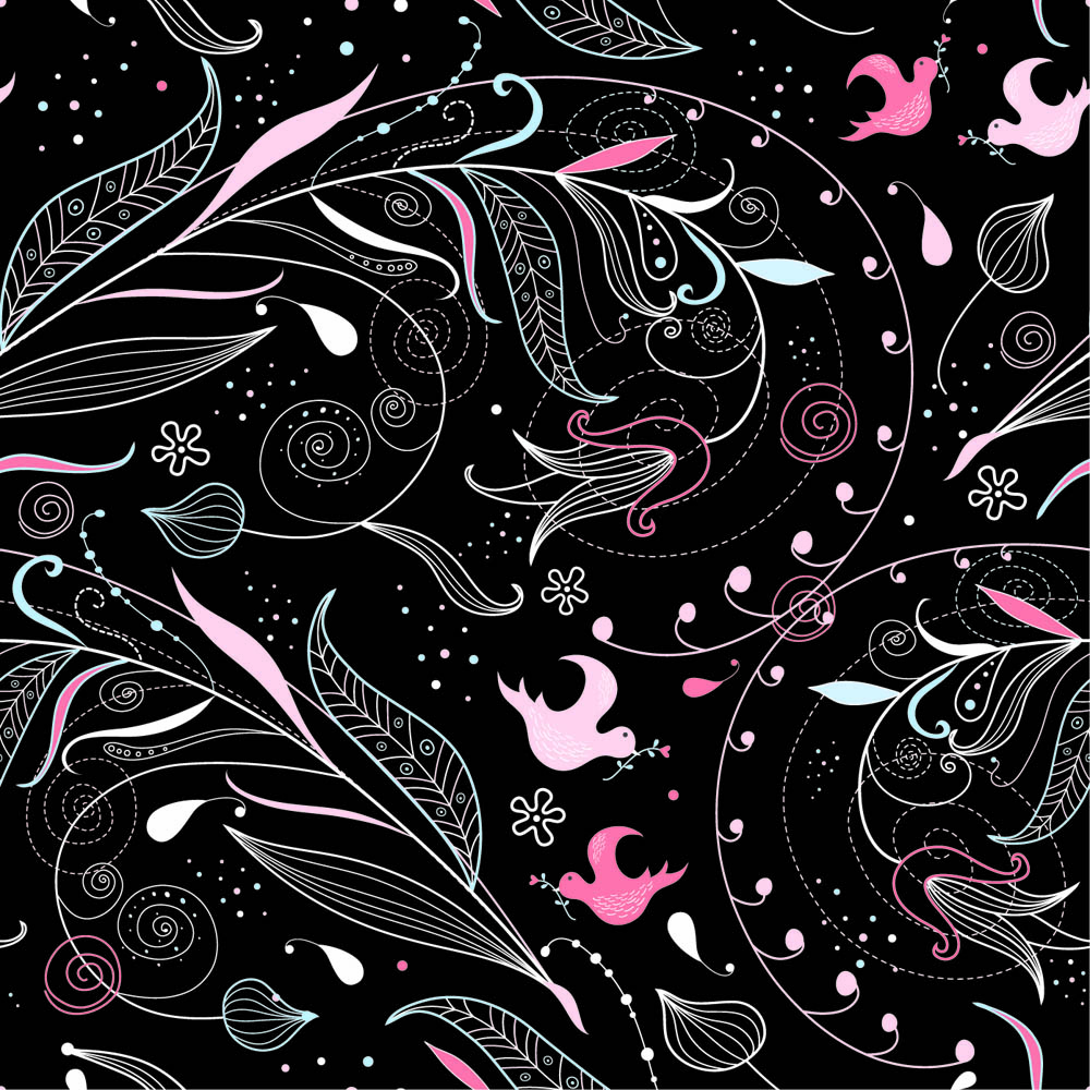 black background floral 05 vector