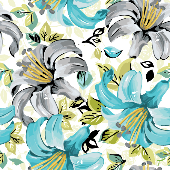 beautiful flowers and patterns 05 vector