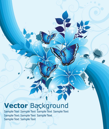 beautiful blue flowers vector