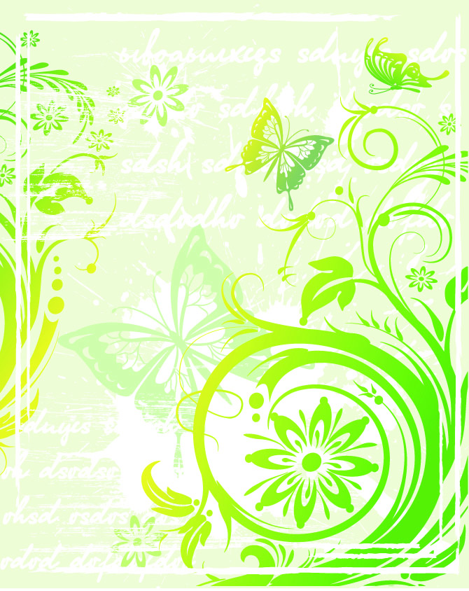 green butterfly pattern vector