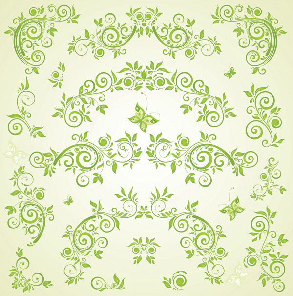 green butterfly european pattern vector