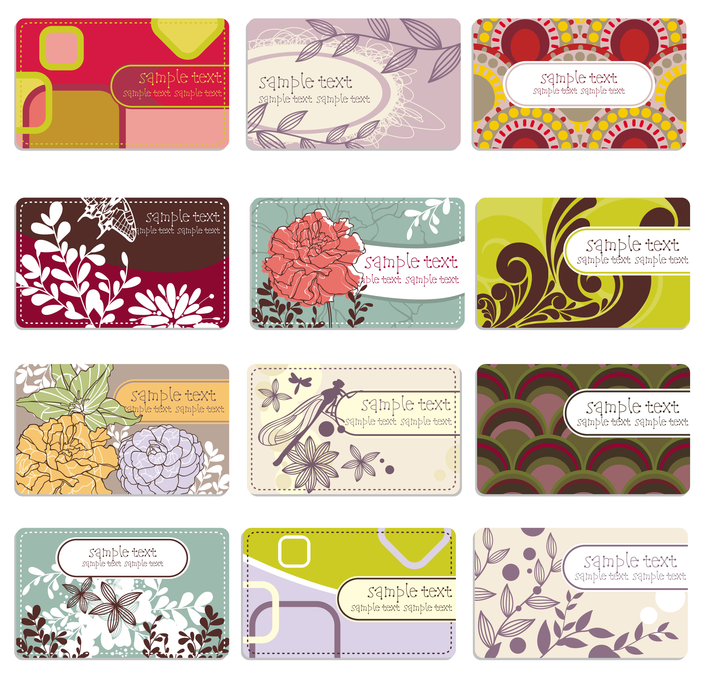 background elegant flower pattern cards 01 vector