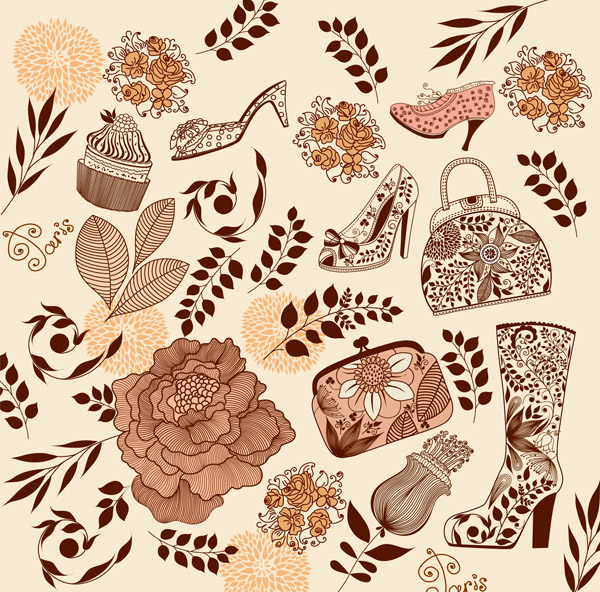 theme of female flower pattern vector