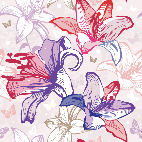 beautiful flowers and patterns 02 vector