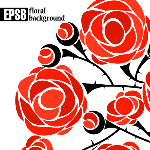 5 roses vector