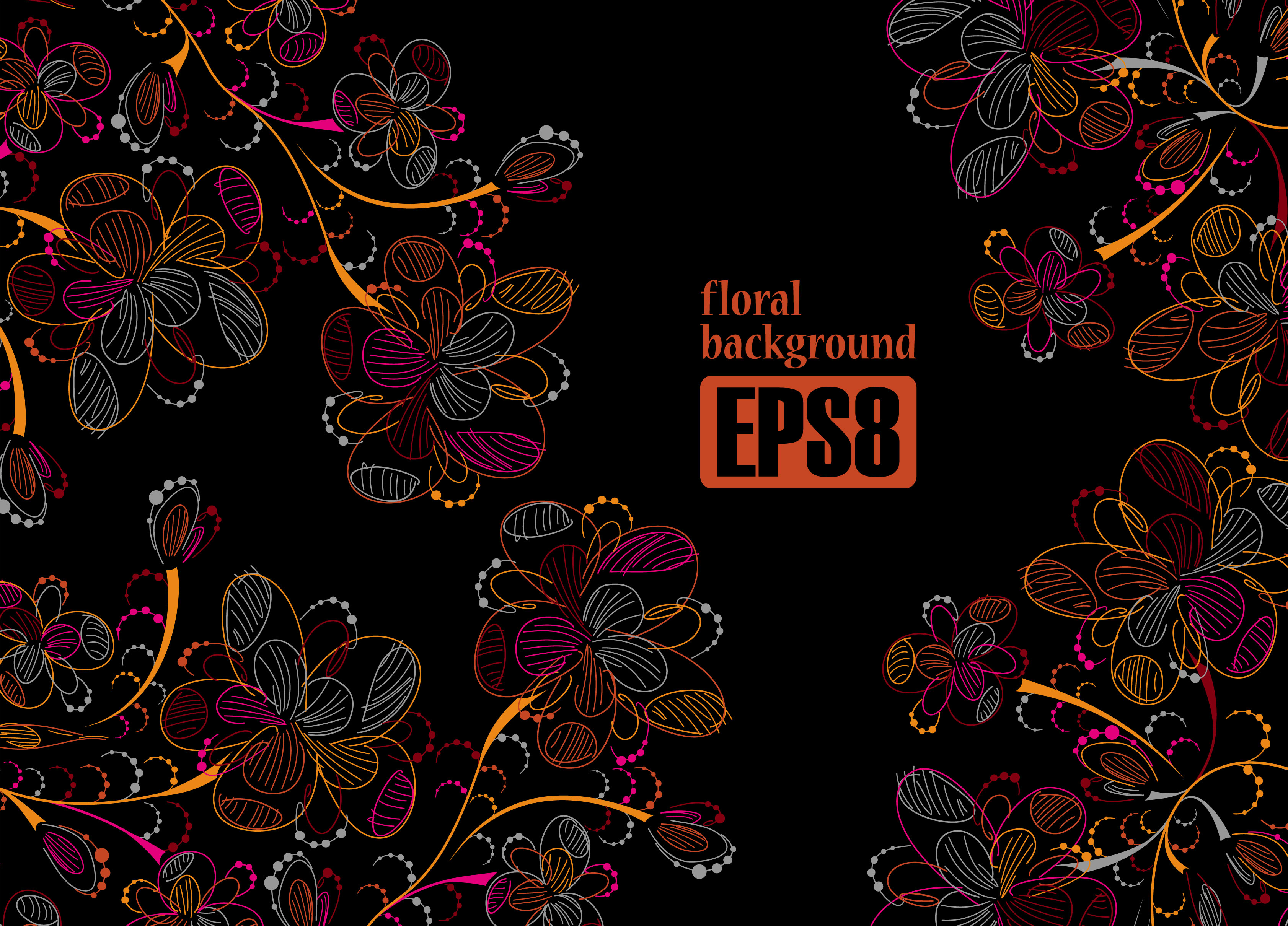 colorful flowers line draft 02 vector