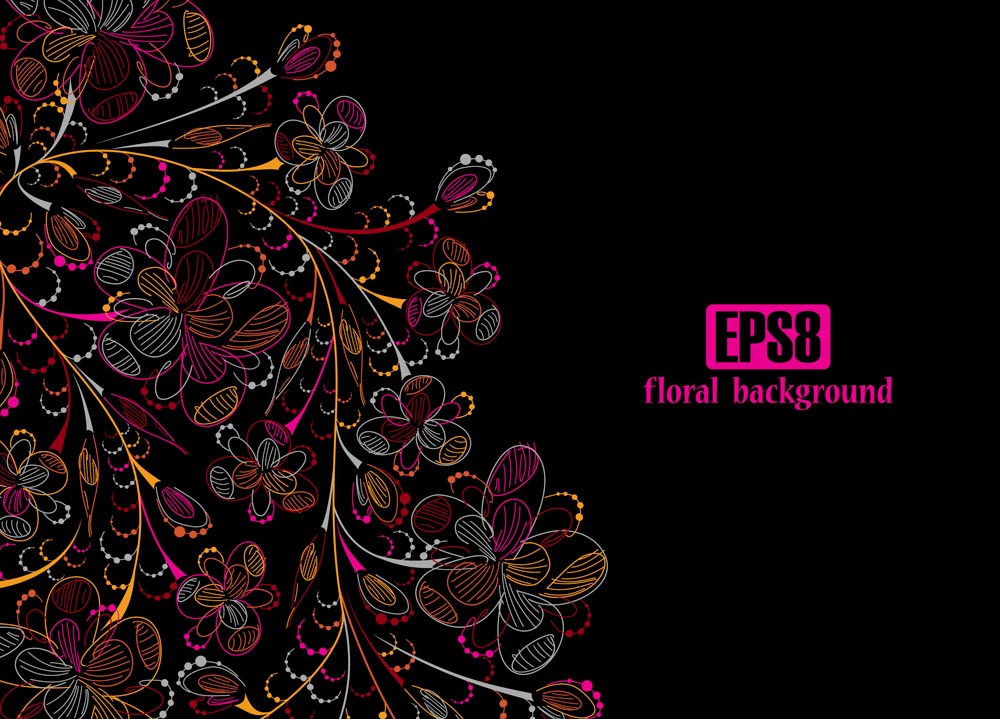 colorful flowers line draft 04 vector