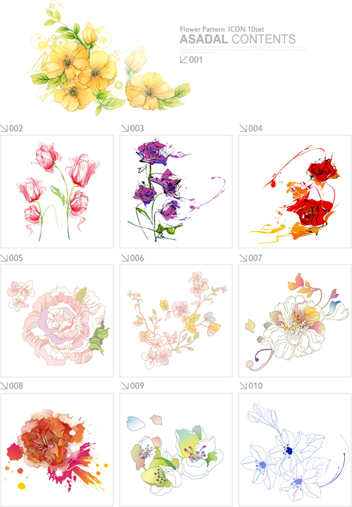 beautiful flower pattern style 01 vector