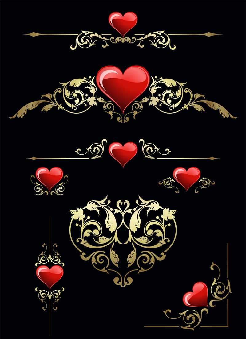 heart and pattern vector