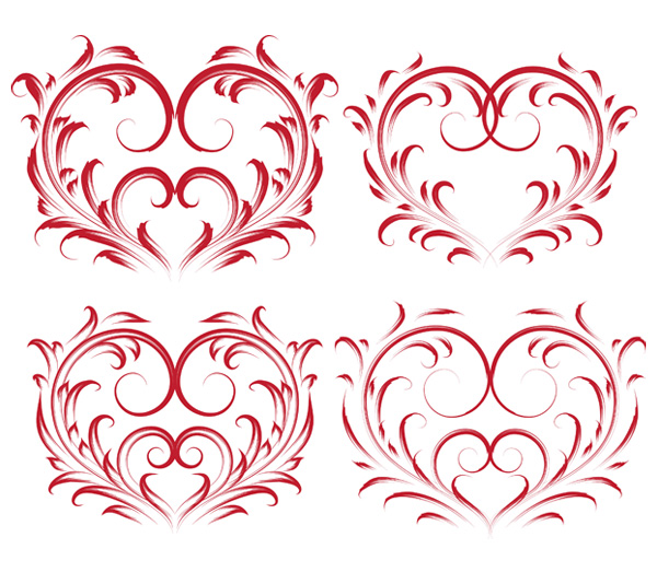 4 beautiful heartshaped pattern vector