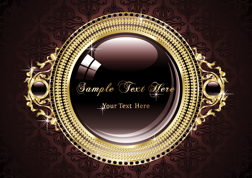 gold circular pattern vector frame