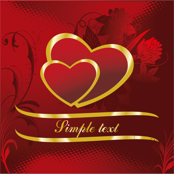 4 gold heartshaped pattern vector