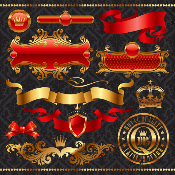 golden european elements vector