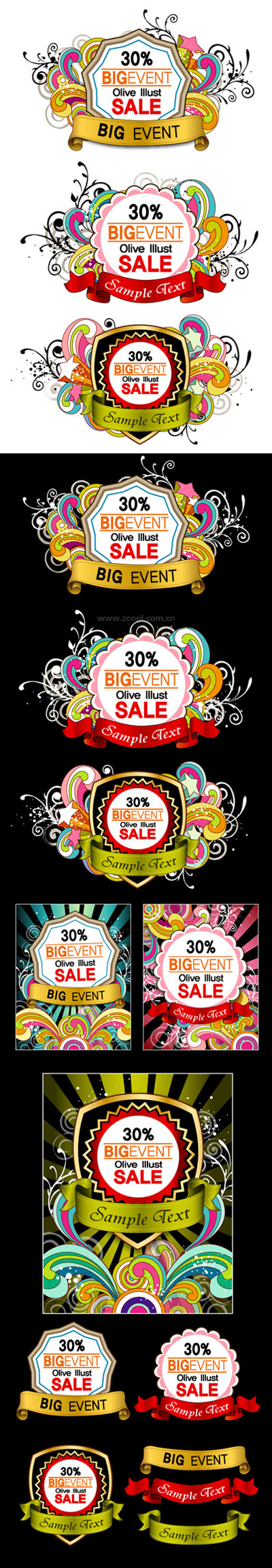 trend pattern vector 2 ribbon tag sales