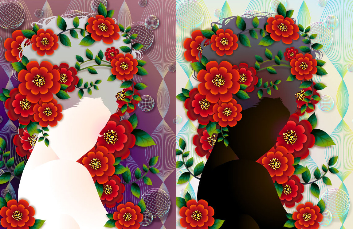 woman with flowers vector 4