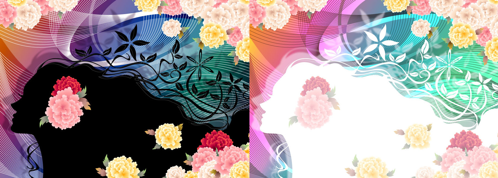 woman with flowers vector 5