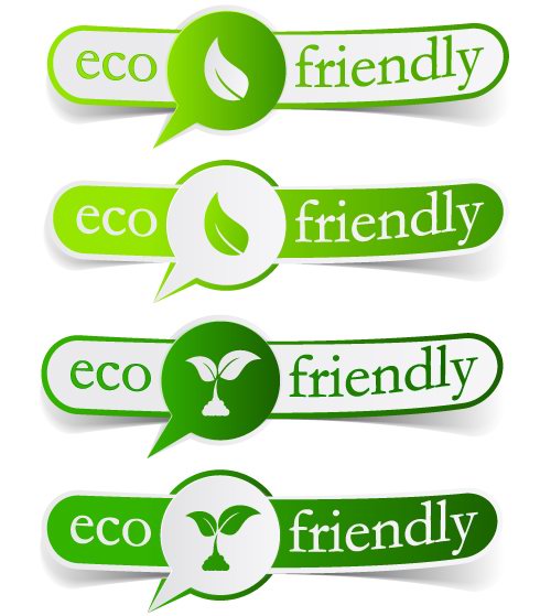 lowcarbon green theme label banner design vector 2