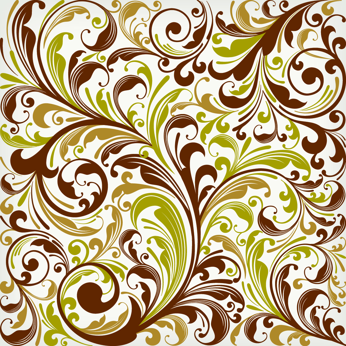 european plant pattern background vector 2