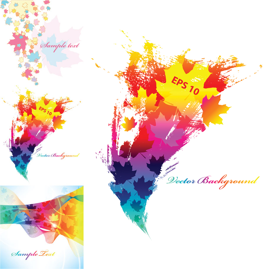 colorful leaves background vector elements