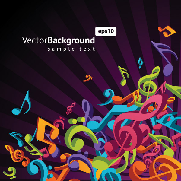 theme music notes vector 3