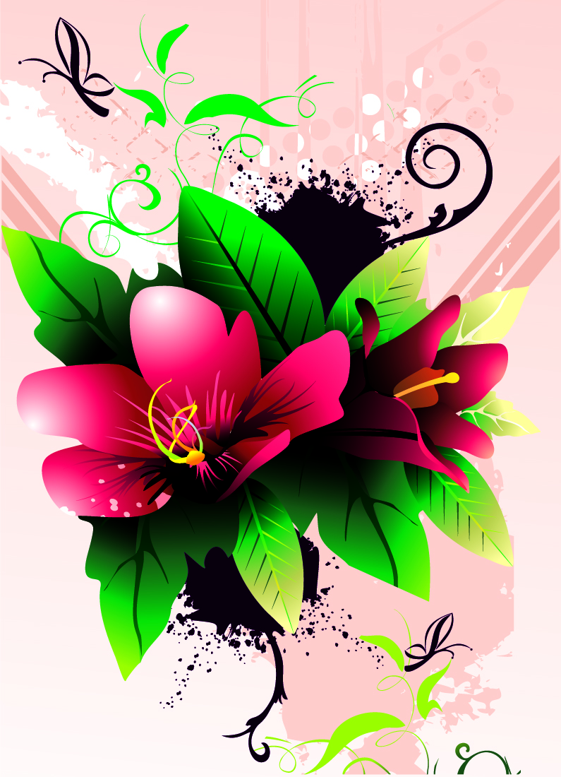 beautiful flowers vector the trend