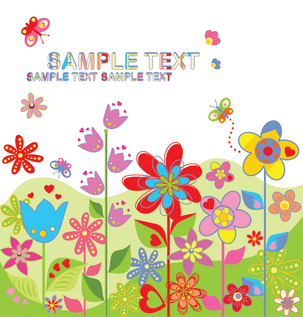 lovely colorful flowers vector