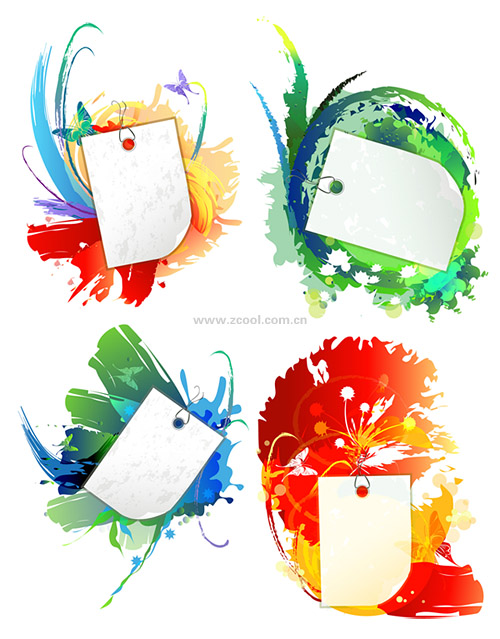 ink and blank cards vector background