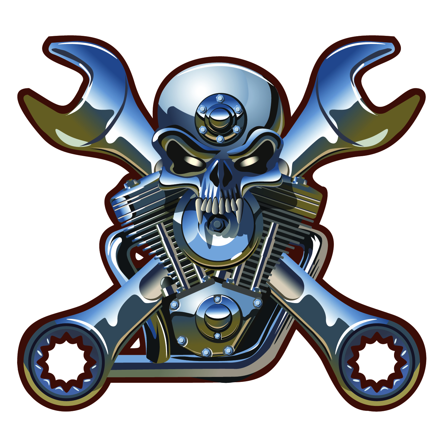 metallic skull vector