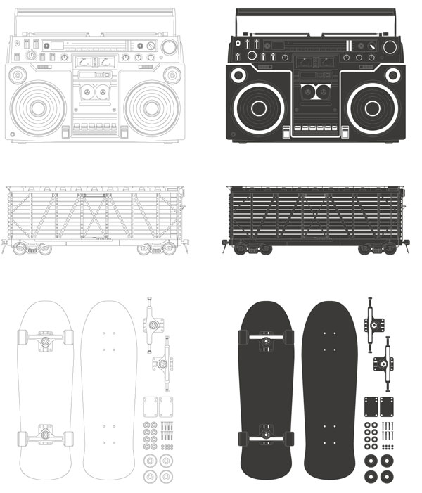 radio container skateboard vector