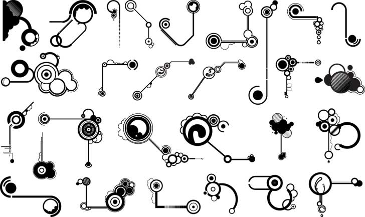 series of black and white design elements vector 11 line shape