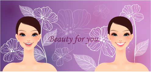 cartoon beauty vector background 01