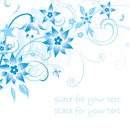 simple handpainted flowers and blue text background pattern vector 1