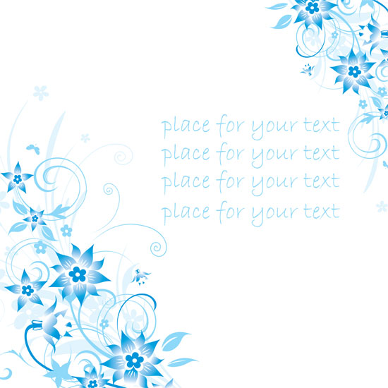 simple handpainted flowers and blue text background pattern vector 4