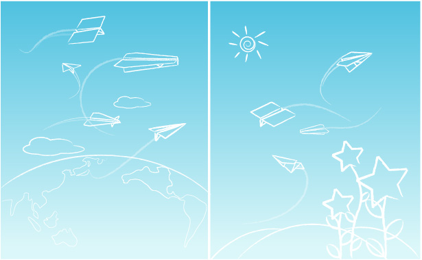 line paper airplane graffiti vector