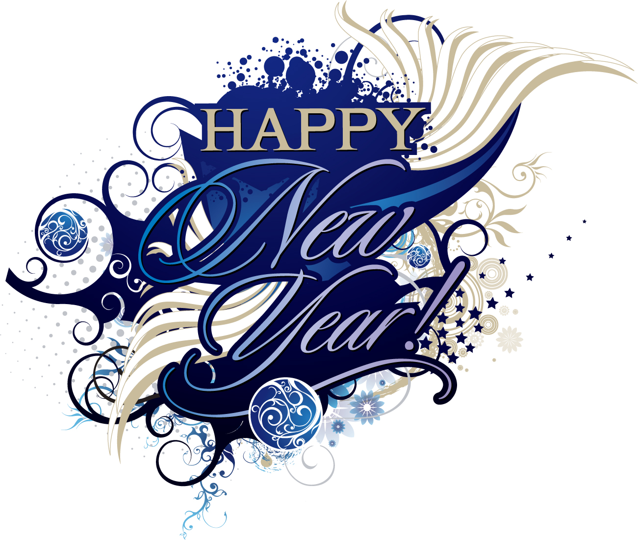 happy new year and happy birthday trend vector decoration