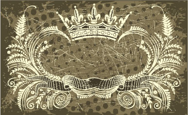 nostalgic european crown ribbon pattern vector