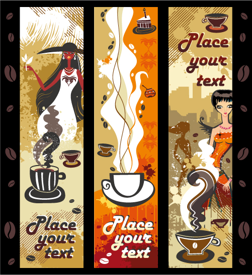 women and coffee theme vector