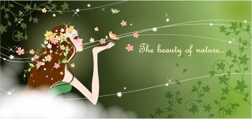 cartoon beauty vector background 04