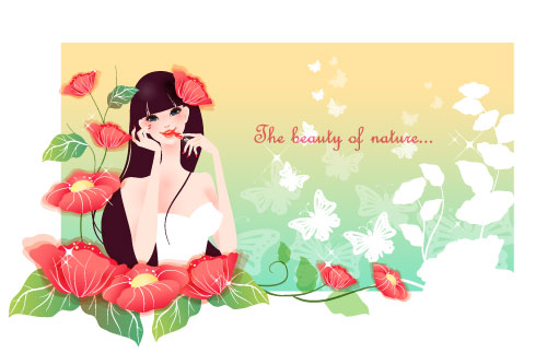 cartoon beauty vector background 03